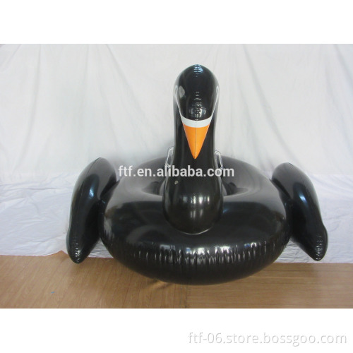 Custom overwater floating row black beach inflatable swan toy,inflatable swan floating mat